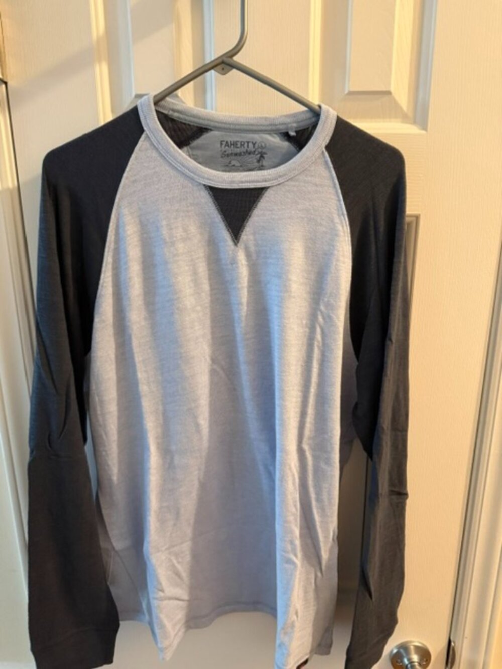 Sunwashed Slub Crew - Blue Slate Heather/Blue Nights